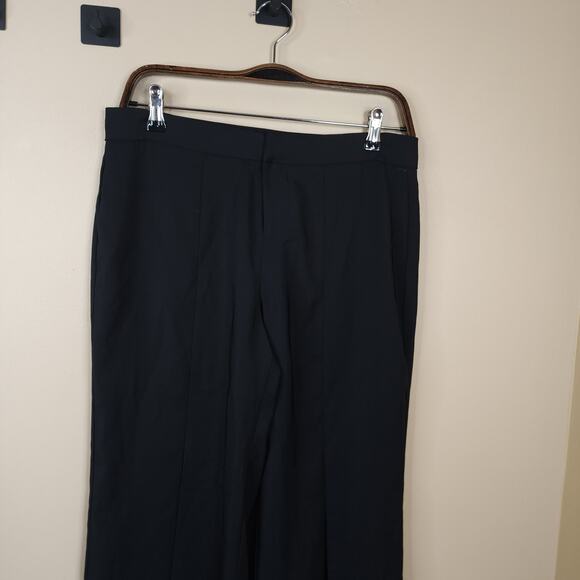 ecru Split Hem Wide Flare Leg Cropped Palazzo Pants in Black Size 4 - Picture 3 of 11